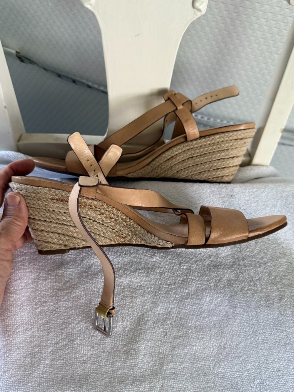 COLE HAAN LEATHER WEDGE SANDALS SIZE 9.5